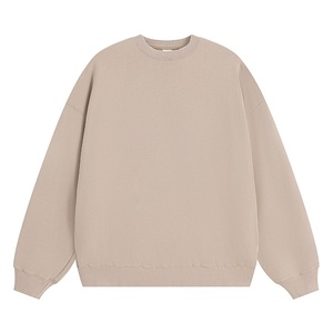 Pull-over en molleton de coton pur lavé style américain, coupe ample, col rond, couleur unie, 500g, personnalisé pour homme, automne-hiver - Product Image 5