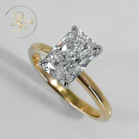 Bague de fiançailles solitaire en platine, diamant de laboratoire VVS taille coussin allongé, or 10K 14K 18K, bijoux fins, best-seller