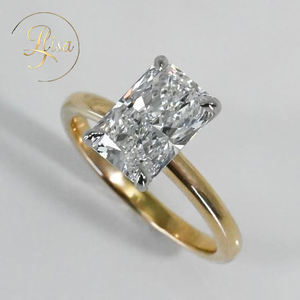 Anello solitario testa platino vendita calda Vvs Lab sviluppato diamante taglio radiante 10K 14K 18K oro anelli di fidanzamento alta gioielleria - Product Image 2