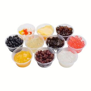 Contenants en plastique transparent de 2 oz avec couvercles - Gobelets jetables pour condiments et sauces - Product Image 1