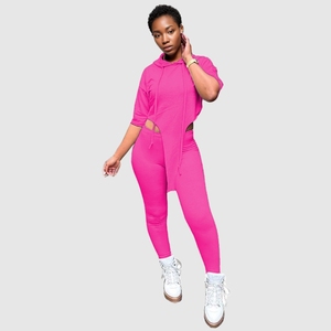 Conjunto de Pantalones de Dos Piezas de Manga Corta en Siete Colores Lisos, Ropa de Mujer a la Moda - Product Image 5