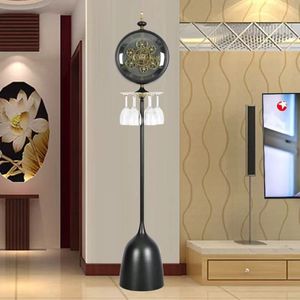 Standing Clock With Wine Glass Holder Quartz Movement Round Design For Living Room Decorative Floor Clock Up To 4 Glasses - Product Image 3