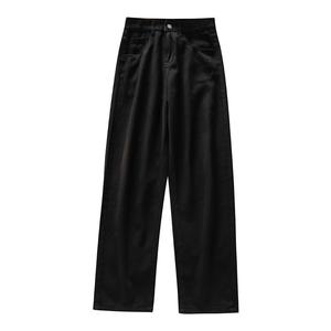 2025 femmes taille haute jambe large jean droit ample minceur pantalon avec petit drapé vadrouille respirant Design Logo sur la taille - Product Image 5