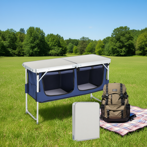 Mesa Plegable Portátil para Camping con Almacenamiento, Muebles de Aluminio para Exteriores, para Cocina y Picnic - Product Image 2