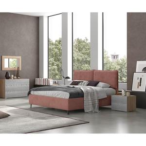 Letto matrimoniale con contenitore in tessuto rosa antico - Product Image 1