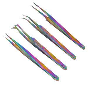 Pince à épiler en acier inoxydable couleur arc-en-ciel - Outil de précision durable à pointe fine avec option de logo personnalisé - Product Image 1