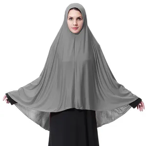人気のイスラム教徒の女性トレンディな祈りヒジャーブ自然素材乳液ミルク繊維ロングスカーフイスラムプレーンジャージーヒジャーブ