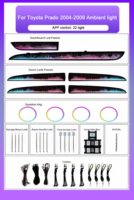 Éclairage d'ambiance pour voiture 64 couleurs pour Toyota Prado 2004-2009, éclairage d'atmosphère automobile, accessoires de décoration intérieure de voiture