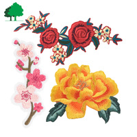 Patchs brodés personnalisés avec logo, motif floral, pour vêtements, petit MOQ 30 pièces