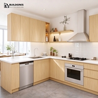 Buildgres-Ensemble complet d'armoires de cuisine de luxe en bois massif de style européen moderne