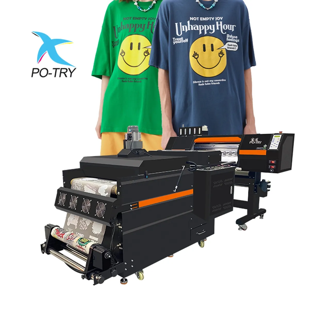 POTRY 2 Print Heads Heat Transfer Fluorescent Solution I3200 60cm DTF Direct to PET Film Printer