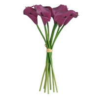 Buket Bunga Calla Lily Buatan dari Karet Lembut, Bunga Palsu Putih Kuning Ungu untuk Dekorasi Pernikahan dan Rumah