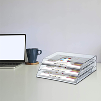 Organisateur de fichiers de bureau en acrylique transparent, porte-documents incliné à 3 niveaux pour le rangement de bureau, personnalisation OEM disponible