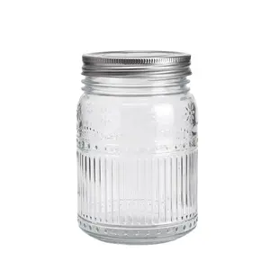 热销热卖加厚玻璃密封梅森罐透明杯轻沙拉果酱罐带盖带手柄