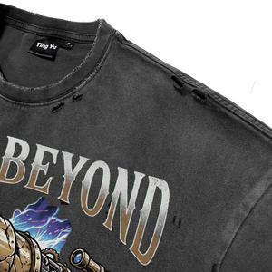 T-shirts pour hommes surdimensionnés, style punk, graphiques vintage, effet délavé, respirants, en coton, streetwear décontracté, t-shirts personnalisés de haute qualité - Product Image 6