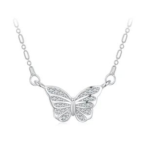 Small fresh and smart butterfly necklace female niche high-end s925 sterling silver clavicle chain