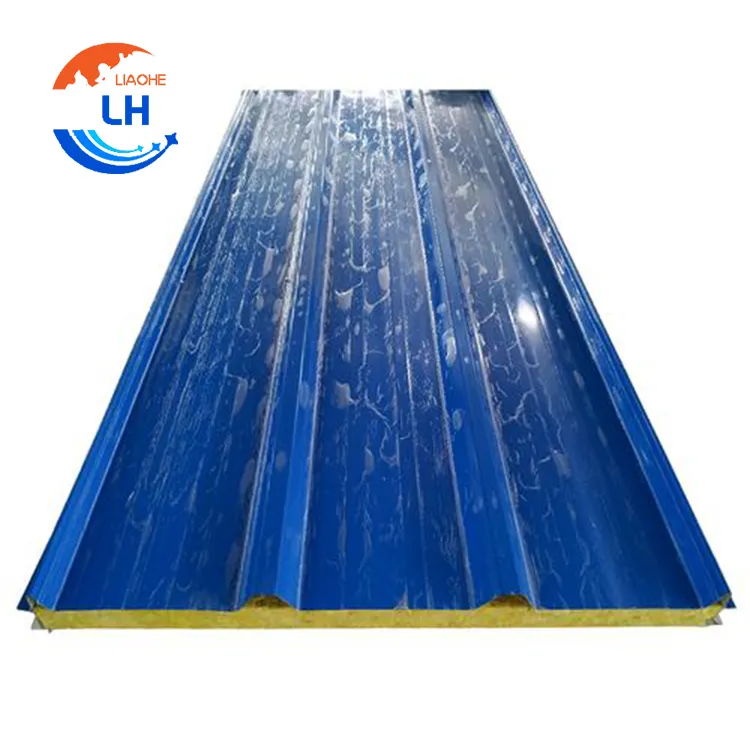 Energy Efficient 100mm High Density Rock Wool Roof Panels with Galvanized Steel Sheets for Residential Use