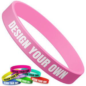 Water-resistant Silicone Bracelets Ultra-soft Wear. Custom Debossed Text Logos. Great for Swimmers Athletes Event Promotional
