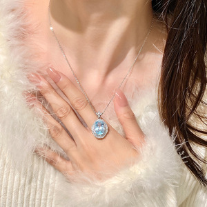 Collier avec pendentif en forme de feuille de fleur en pierre naturelle, coupe ovale, 925, 10x14mm, en argent sterling 925, bijoux de fête pour femmes - Product Image 4
