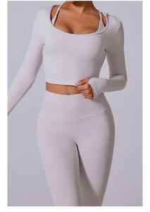 RUIQUWIN Femmes Solide Respirant Gym Manches Longues Yoga Porter Toute La Longueur Ensembles À Séchage Rapide Athlétique - Product Image 2