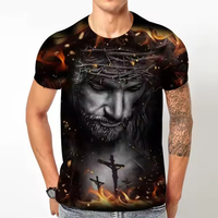 T-shirts imprimés 3D à motif croix de Jésus, streetwear pour hommes, t-shirt décontracté à manches courtes, t-shirts surdimensionnés, tops Harajuku Y2k, vêtements pour hommes