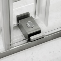 Porte de douche coulissante double hydraulique moderne à fermeture douce, 60 kg, en verre trempé de 10 mm, sans cadre en aluminium, pour hôtel facile à installer