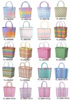 Offre Spéciale à la mode PP tissé sac étanche léger durable panier à main pour voyage plage supermarché fête de mariage