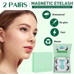 Reusable Natural Soft Magnetic Lashes <b>with</b> Applicator 2 Pairs Eyelashes Magnetic No Glue Custom Lash Packaging Box Magnetic - Product Image 3