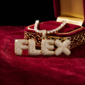 Collier personnalisé avec pendentif en diamant de laboratoire argenté en forme de bloc de lettres gonflé, style streetwear pour rappeur, bijoux fins unisexes avec chaîne - Product Image 2