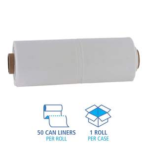 Boardwalk Industrial 60 gal Drum <b>Liners</b> Rolls 2.7 Mil 38 X 63 Clear 1 Roll of 50 Waste <b>Bins</b> - Product Image 6