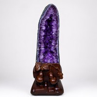 Vente en gros de grappe de géodes d'améthyste naturelle violet foncé du Brésil et d'Uruguay, 1-3 kg, cristal brut de guérison, ornement Feng Shui pour la prospérité