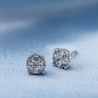 Ensemble de bijoux piercing boucles d'oreilles en diamant de laboratoire en blanc 14K femmes boucles d'oreilles 1ctw clous d'oreille en diamant véritable