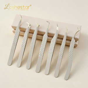 Lashestar Hot Selling Custom Color Lash <strong>Tweezers</strong> Private Logo 45 75 90 Degree Fiber Tip Lash <strong>Tweezers</strong> For Salon - Product Image 1