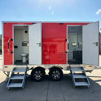 Remorque de toilettes mobiles de luxe VIP à 2 cabines, portable, pour extérieur, publique et temporaire, pour le camping