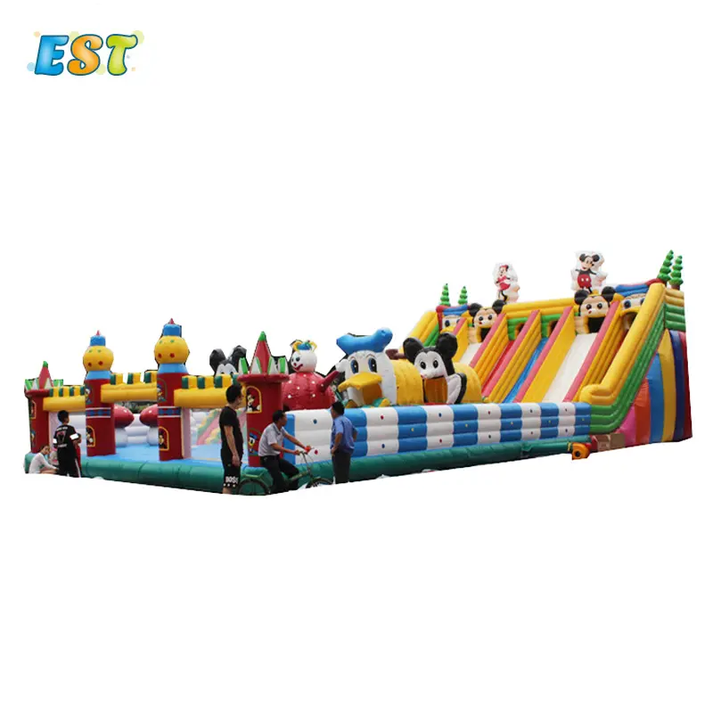 मिकी माउस डिजाइन मजेदार खिलौने Inflatable बड़ा उछाल घर स्लाइड महल Inflatable बाउंसर पूर्व खेल 20*10*7.5 एम 1 टुकड़ा सीएन; गुआ