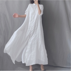 Robe longue décontractée et élégante en coton translucide pour femme, coupe ajustée, fluide et ample, idéale pour l'été, personnalisable OEM - Product Image 4