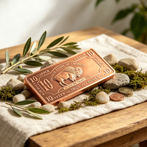Barra de cobre de 999, 10 onzas, con relieve de búfalo, rectangular, tipo placa, troquelada, coleccionable de arte. - Product Image 5