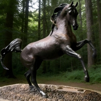 Sculpture de cheval sautant en bronze antique, décorative, personnalisée, fabriquée à la main, pour parc public