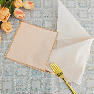 Gold Edged Colored Square Paper Napkins 330cmx330cm For Wedding Hotel Restaurant Party Use - Product Image 3