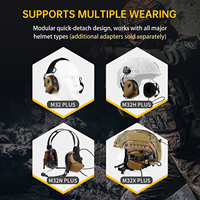 EARMOR M32XPlus Impermeable IP65 Anti-jamming Comunicación Disparo Auriculares tácticos con riel para casco