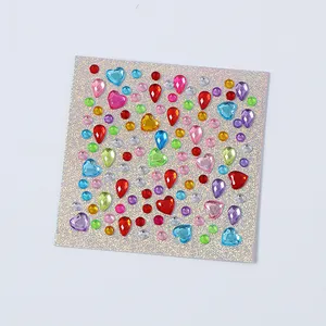 Stiker permata berlian imitasi berperekat untuk anak-anak DIY Kit kerajinan seni