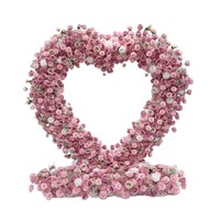 Support floral en forme de cœur pour décoration de scène de mariage, événementiel, pour demande en mariage et célébrations, avec fleurs artificielles, cœur rouge