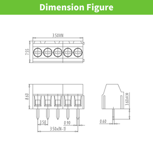 ขั้วต่อสกรู PCB สำหรับแผงวงจรไฟฟ้า ระยะห่าง 3.5 มม. 10A 130V - Product Image 3