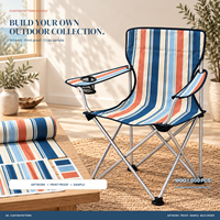 Chaise de jardin pliable en gros avec porte-gobelet latéral et logo et motif personnalisés pour l'extérieur, la plage et la côte