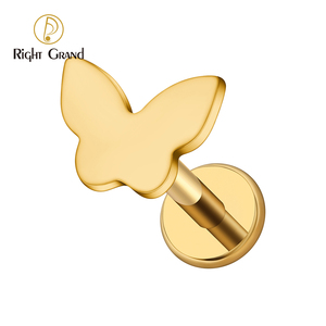Droite Grand ASTM F136 Titane 16G Belle Minimaliste Allmatch Papillon Labret Boucle D'oreille Helix Tragus Stud Lip <span class=keywords><strong>Piercing</strong></span> Bijoux - Product Image 2