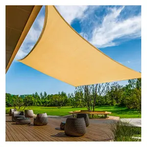 160GSM180GSM Garden Car Park Triangle Rectangle Canopy Waterproof Plastic HDPE Sun Shade Sails Outdoor Ivory Beige
