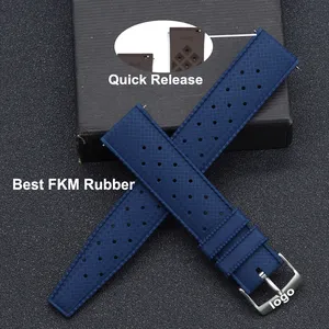 Juelong Navy Black Fluororubber Tropisch Rubber Horlogeband Fkm Horlogeband Met Snelle Release 20Mm 22Mm
