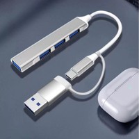 Hub d'extension USB 3.0 Type-C deux-en-un avec 4 ports, station d'accueil multifonction, séparateur d'ordinateur
