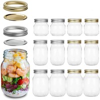 Bocaux Mason 8oz 12oz 16oz 32oz avec couvercles et paille Bocaux en verre transparent pour la conservation et la fermentation des aliments iso9001