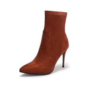 <span class=keywords><strong>Stivali</strong></span> alla caviglia Sexy da donna con cerniera e tacco alto con tacco alto in camoscio da donna - Product Image 2